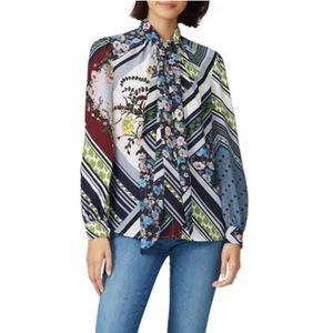 Tory Burch Patchwork Bow Blouse